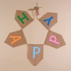 Factory direct supply of BIRTHDAY party decoration flags with mixed colors, HAPPY BIRTHDAY shield-shaped flags and linen flags details Picture